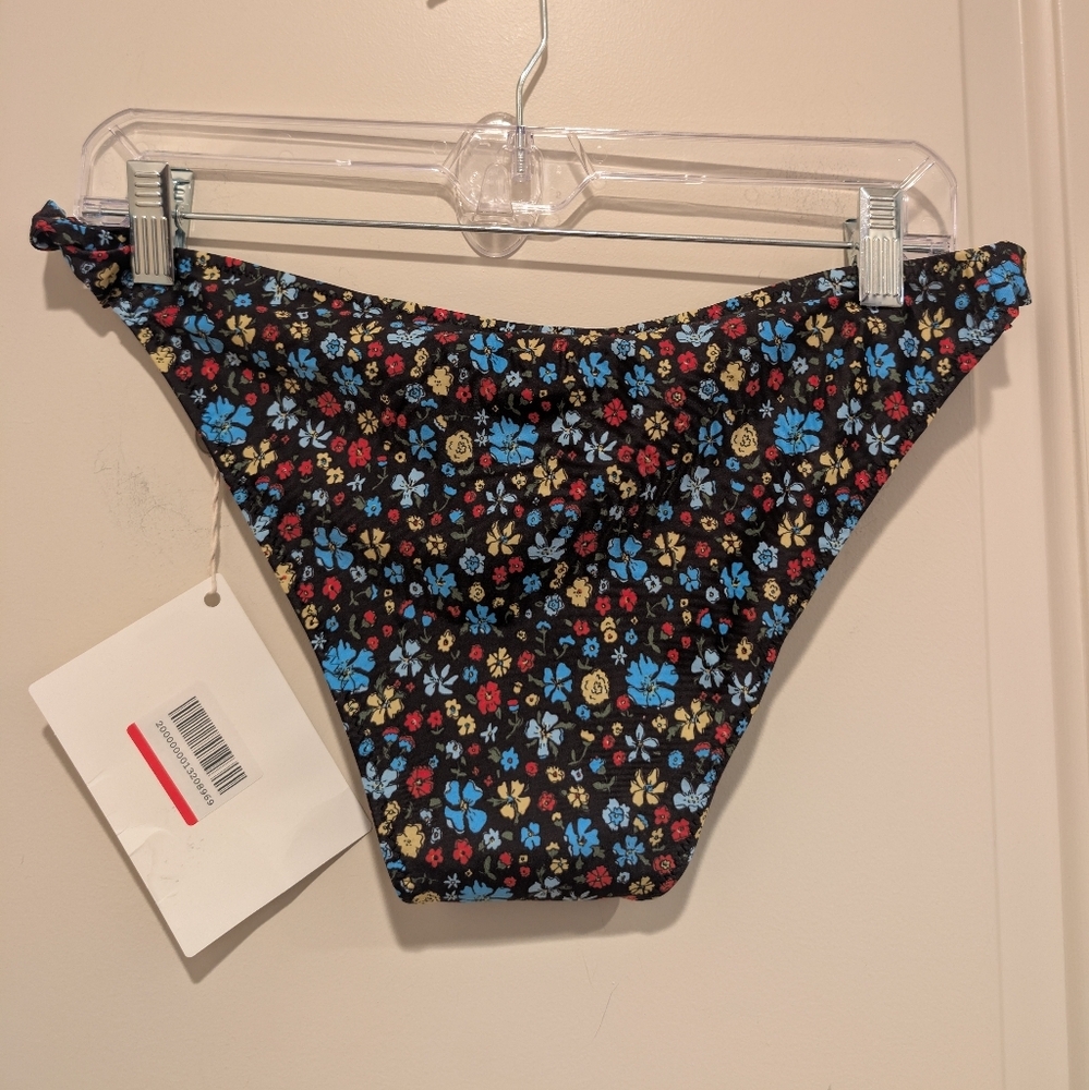 Ganni Swim Bikini Bottoms - Floral Black and Blue  Size 10/12 - Picture 4 of 6